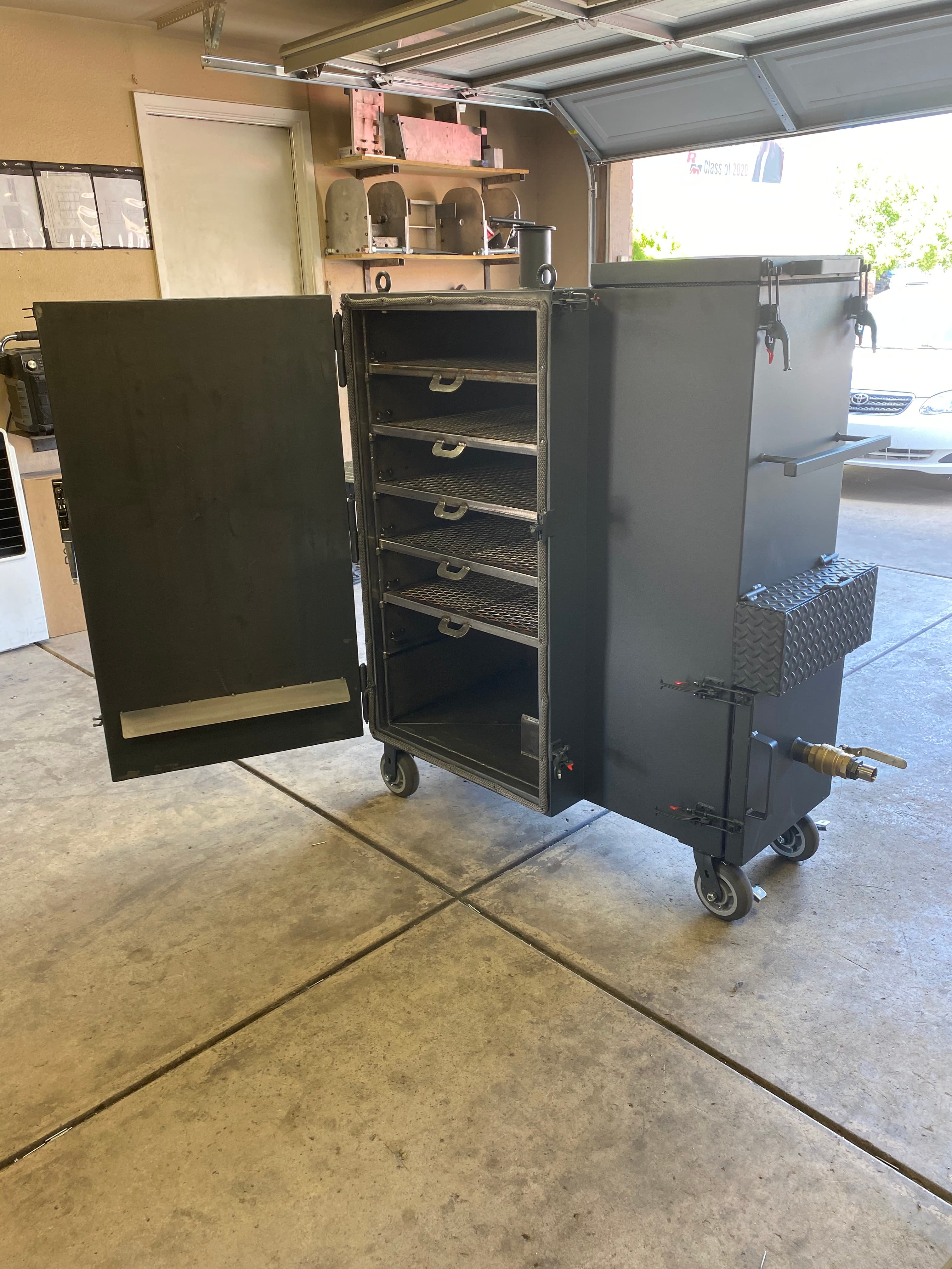 Custom smoker with side firebox design, fresh paint job, pt. 4