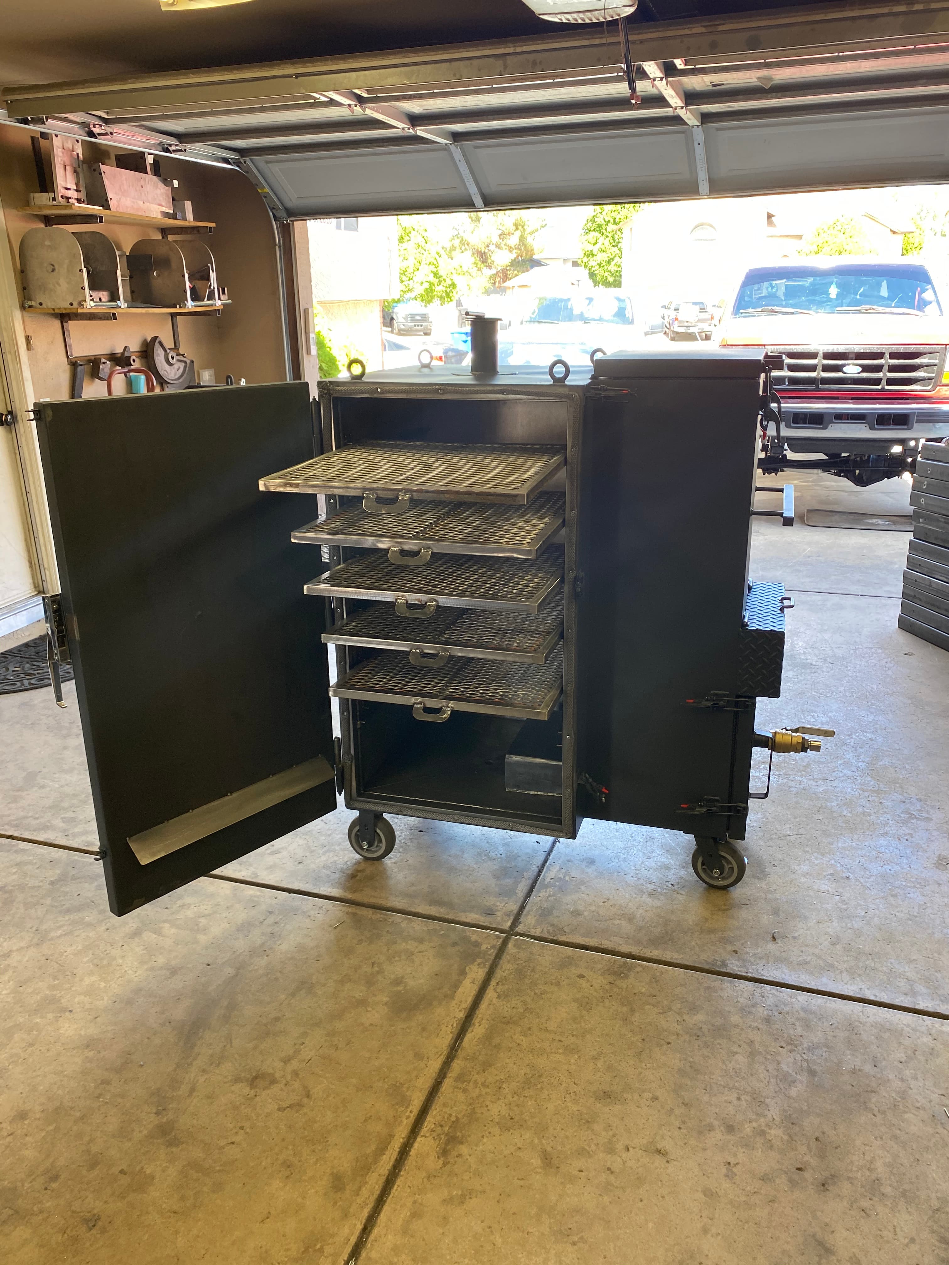 Custom smoker with side firebox design, fresh paint job, pt. 5