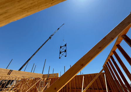 Structural steel beam installation with crane assistance, pt. 3