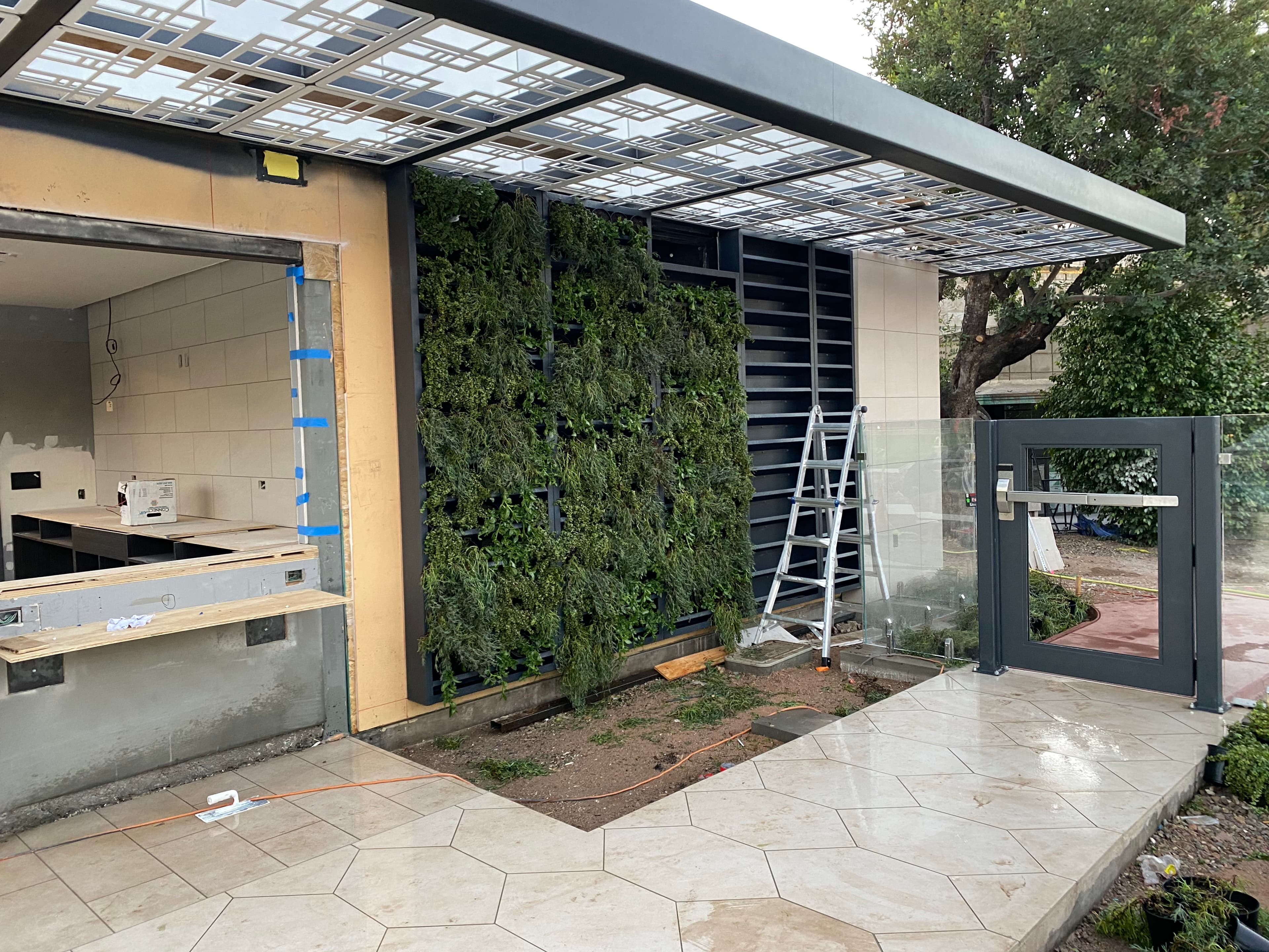 Custom metal gate and panels with decorative pattern, pt. 2