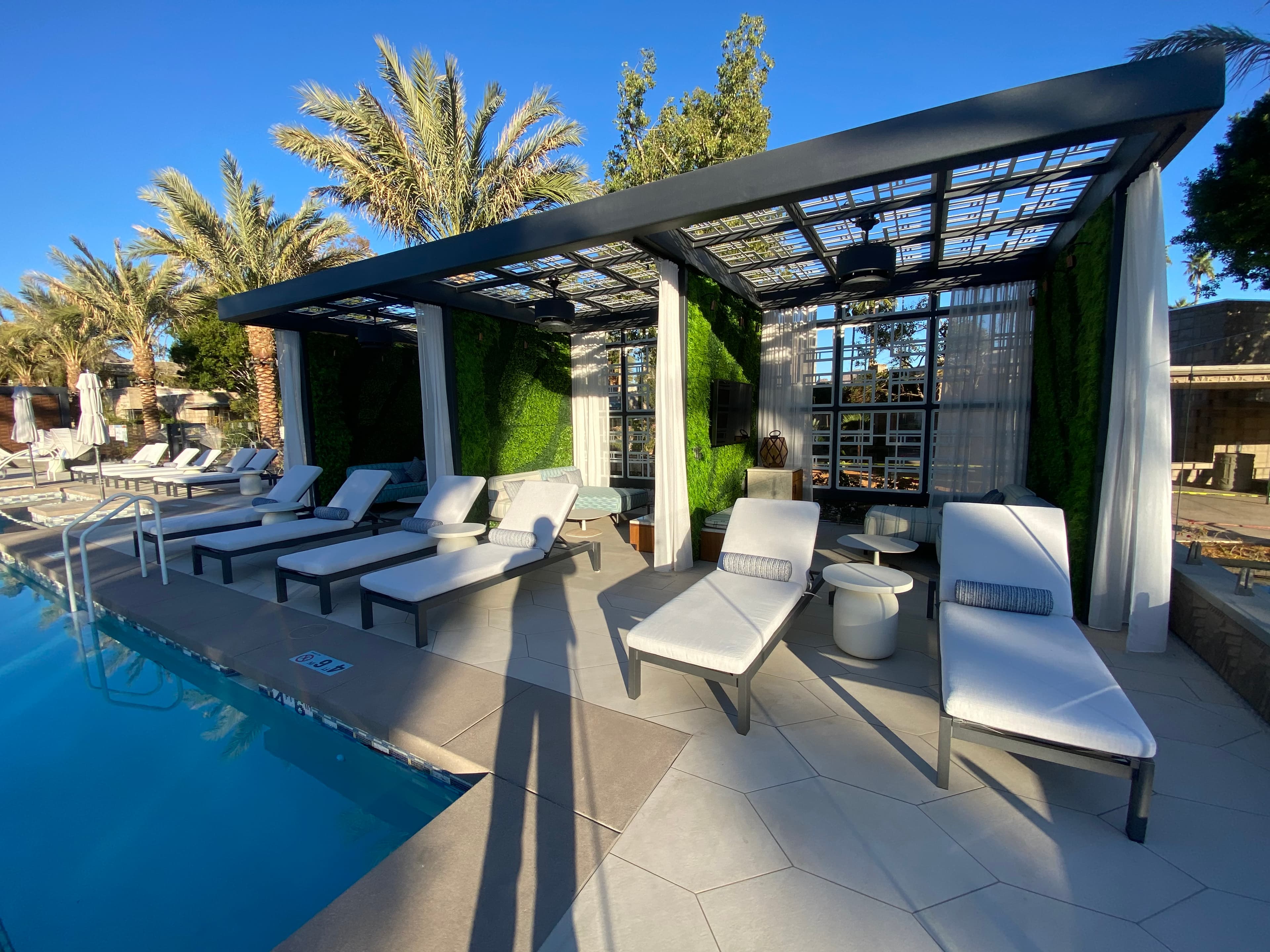 Architectural metal screen with geometric cutouts