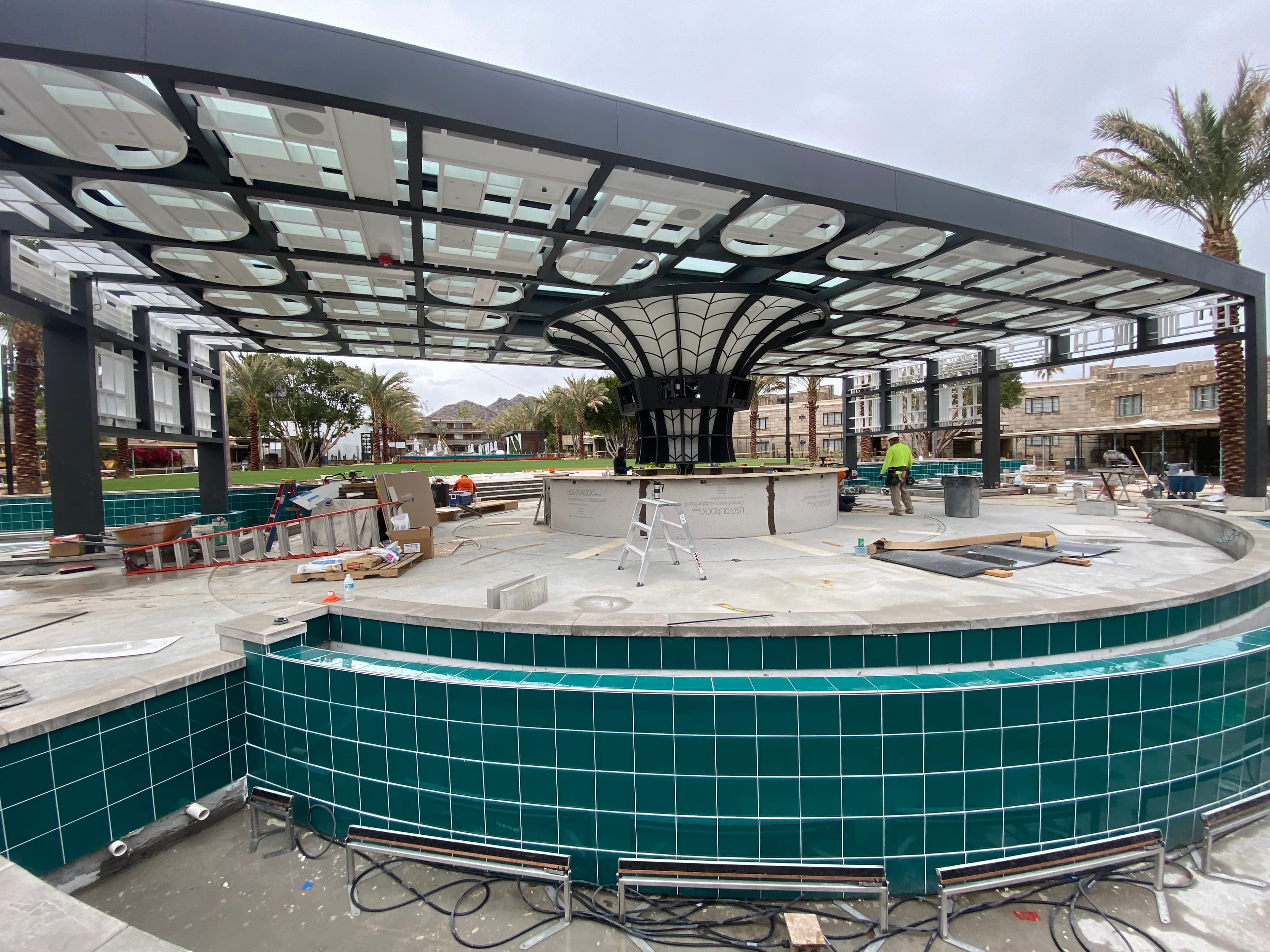 Perforated metal ceiling panel with acoustic properties