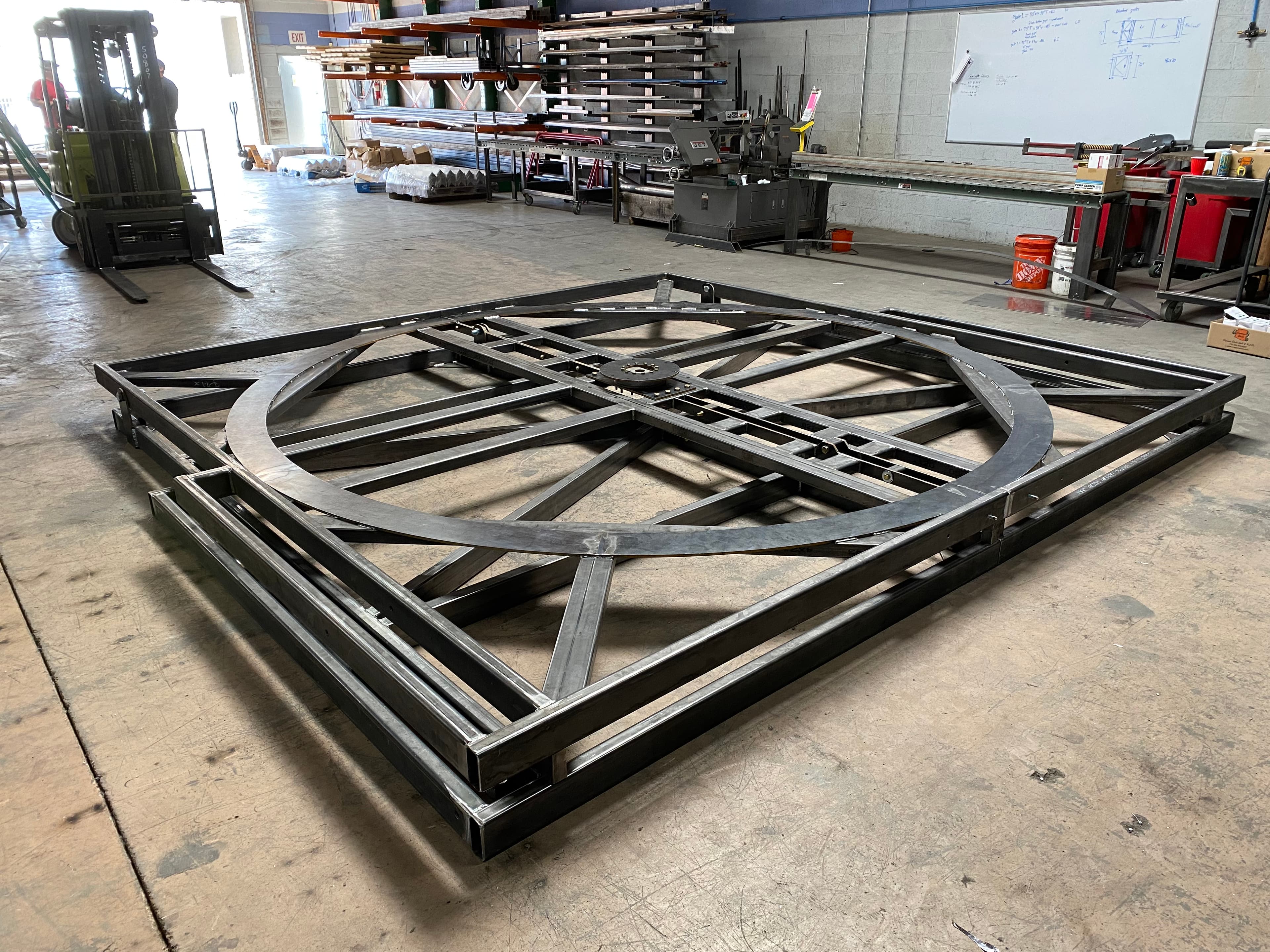 Assembled steel base for turn table